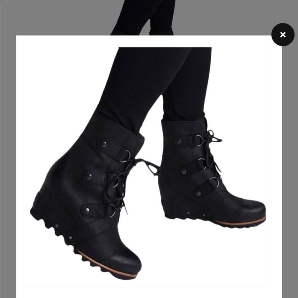 Sorel Joan of Arctic Black Wedge Midi Boot Size 7.5